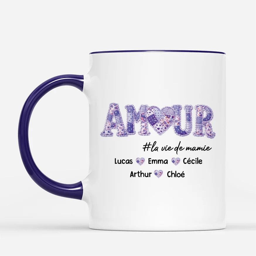 Mug Personnalisé Maman - Amour de Maman/Mamie Style Patchwork - Image 2
