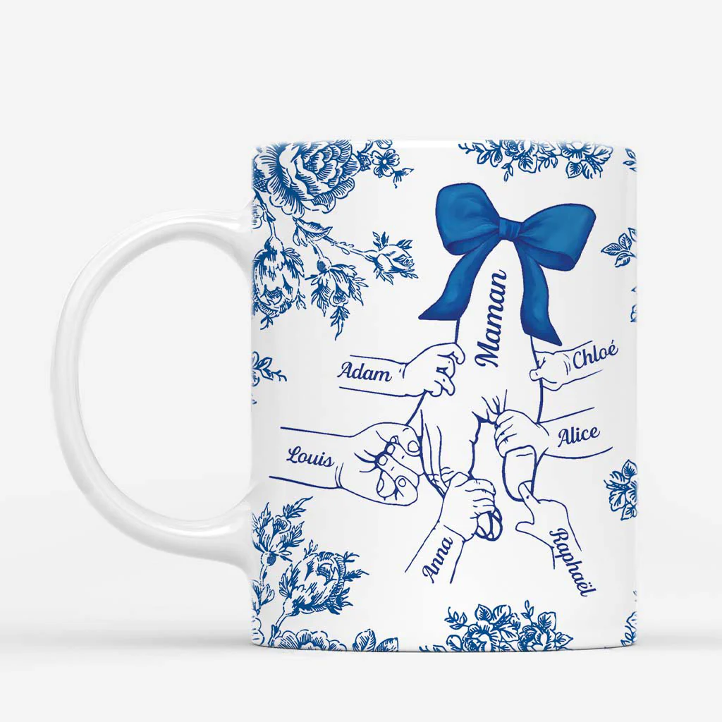 Tasse Personnalisée Maman - Nœud Et Fleurs