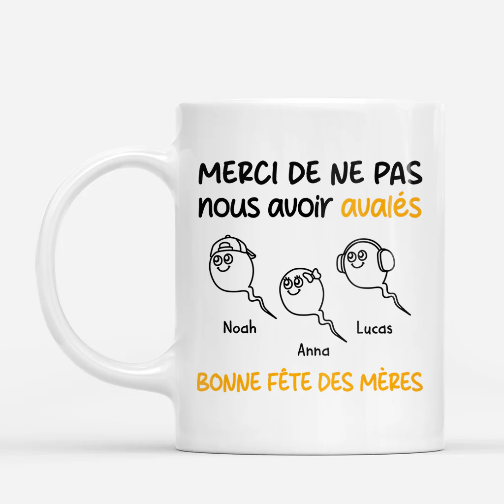 Mug Personnalisé Maman Papa - Merci De Ne Pas M’avoir Avalé