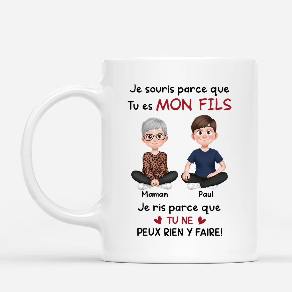Tasse Personnalisée Papa Maman - Souris Parce Que Tu Es Mon Fils