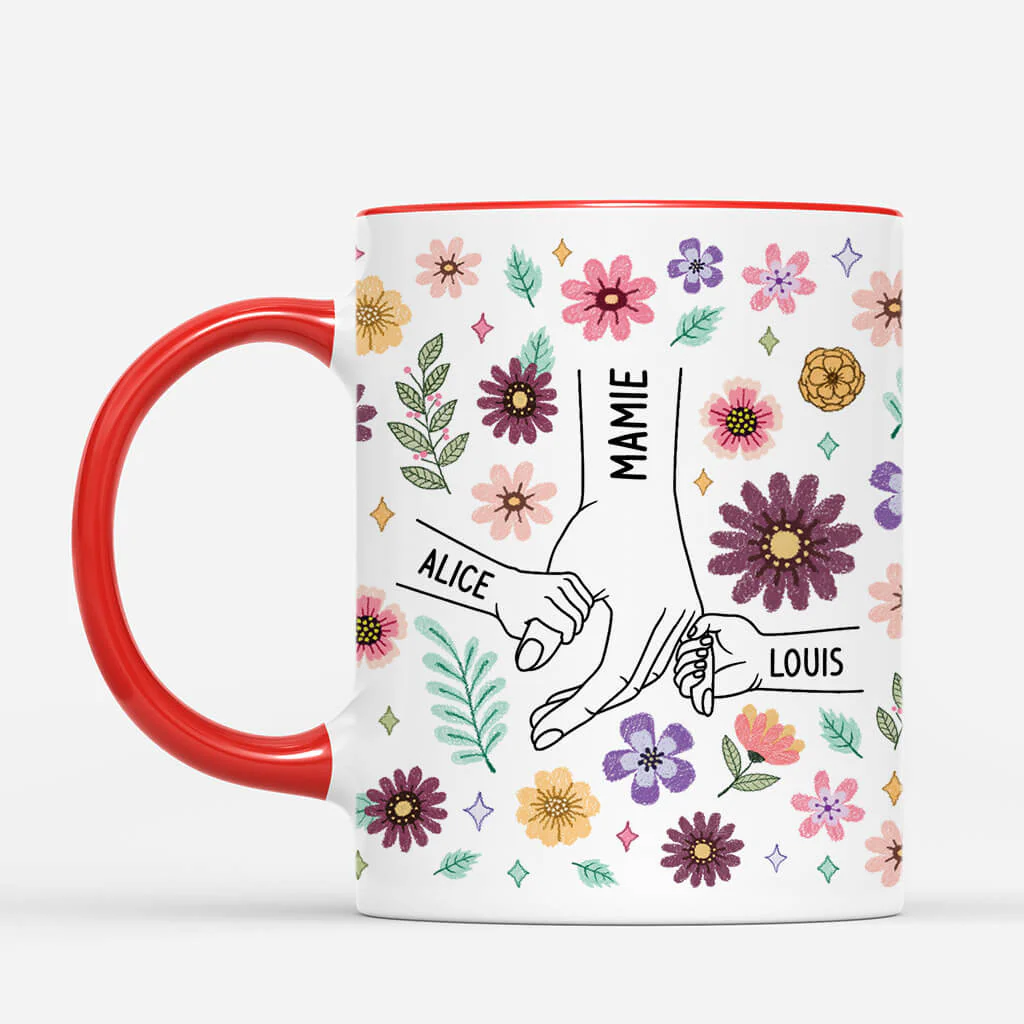 Mug Personnalisé Maman - Fleurs Version Pastel Crayon - Image 2