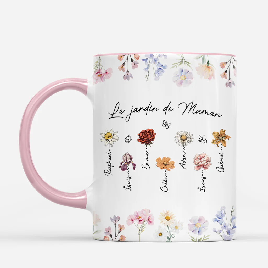 Mug Personnalisé Mamie Maman - Fleurs Dans Le Jardin De Mamie - Image 2