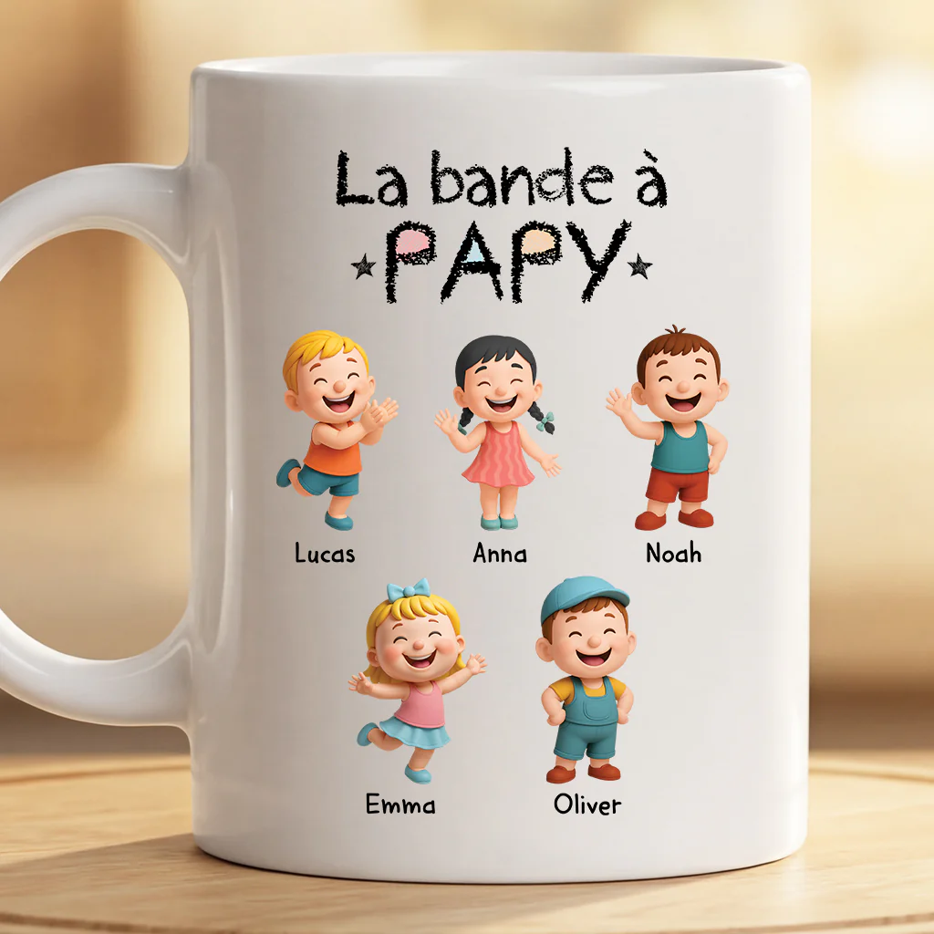 Mug Personnalisé Papy | La Bande À Mamie Avec Dessin Enfant - Image 2