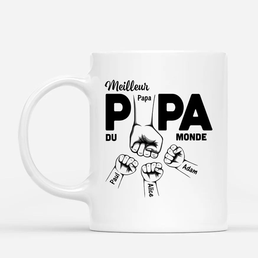 Mug Personnalisé Papa - Meilleur Papa Du Monde Avec Poings