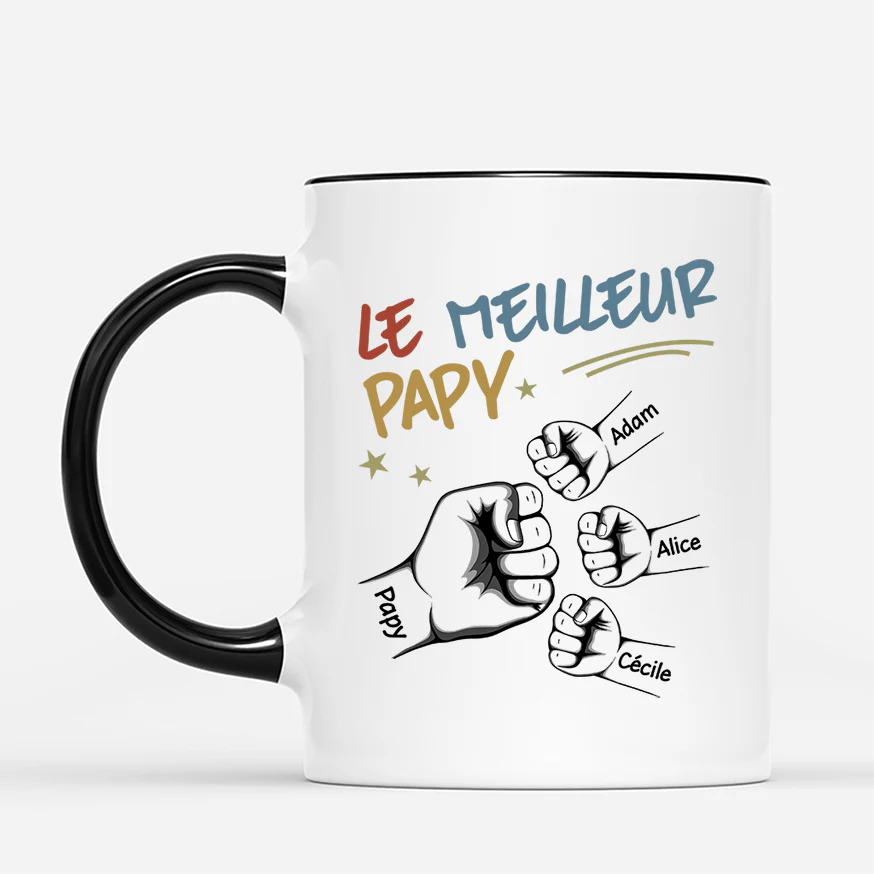 Mug Personnalisé Papa - Meilleur Papa Design Coloré Avec Poings - Image 2