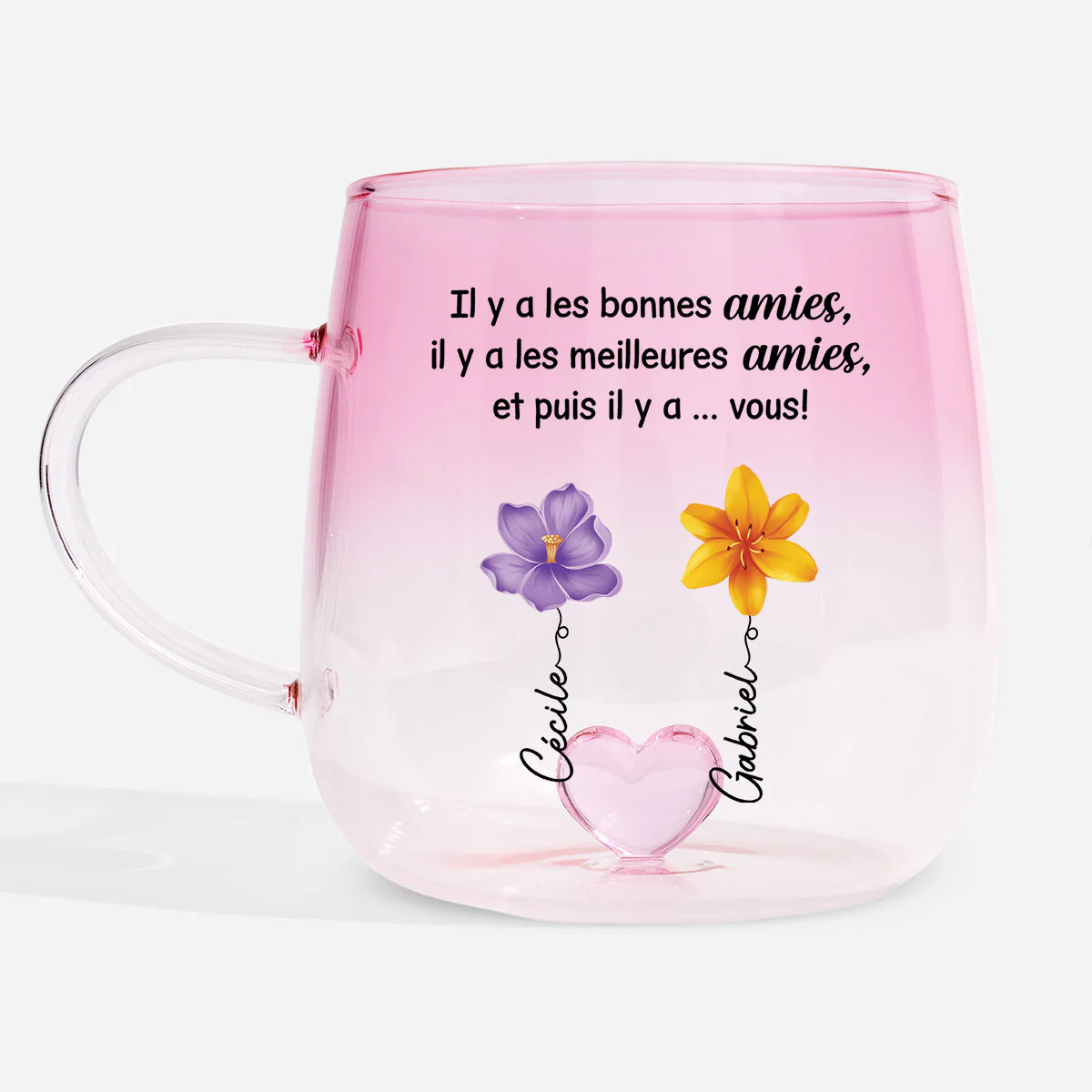 Mug Meilleure Amie En Verre Dégradé Personnalisé - Il Y A Des Bonne Amies