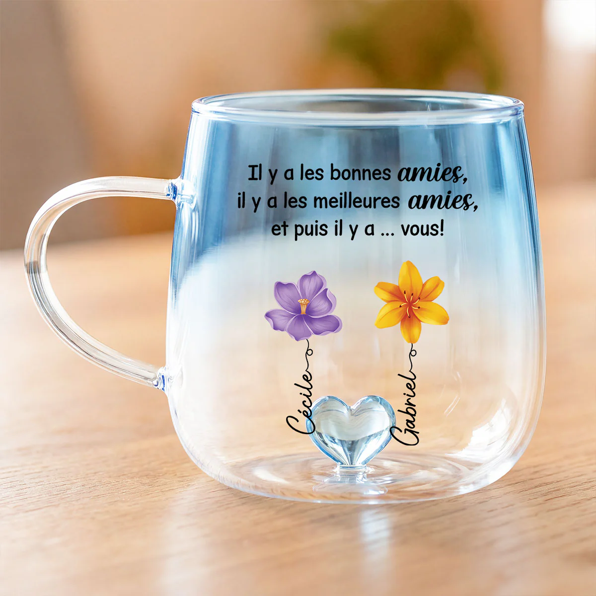 Mug Meilleure Amie En Verre Dégradé Personnalisé - Il Y A Des Bonne Amies - Image 2