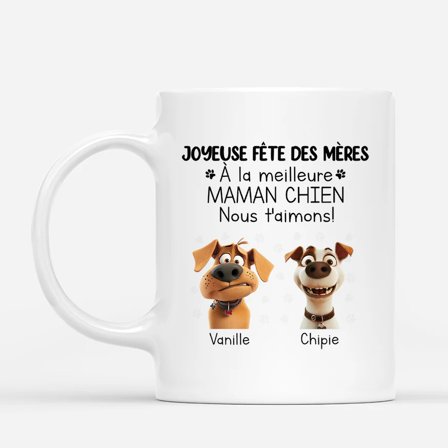 Mug Personnalisé Maman - Meilleure Maman Chien - Joyeuse Fête Des Mères