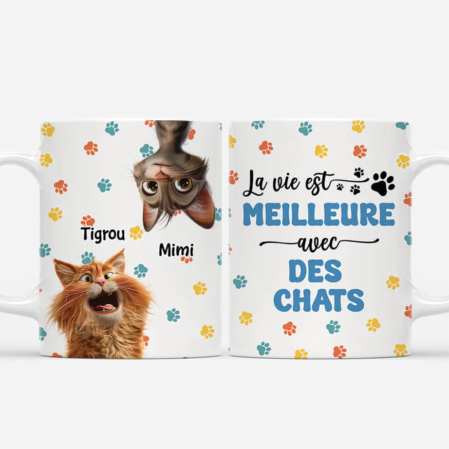 Mug Personnalisé Chat – La Meilleure Vie avec Mes Chats