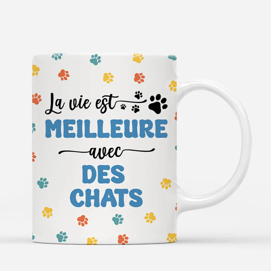 Mug Personnalisé Chat – La Meilleure Vie avec Mes Chats - Image 3