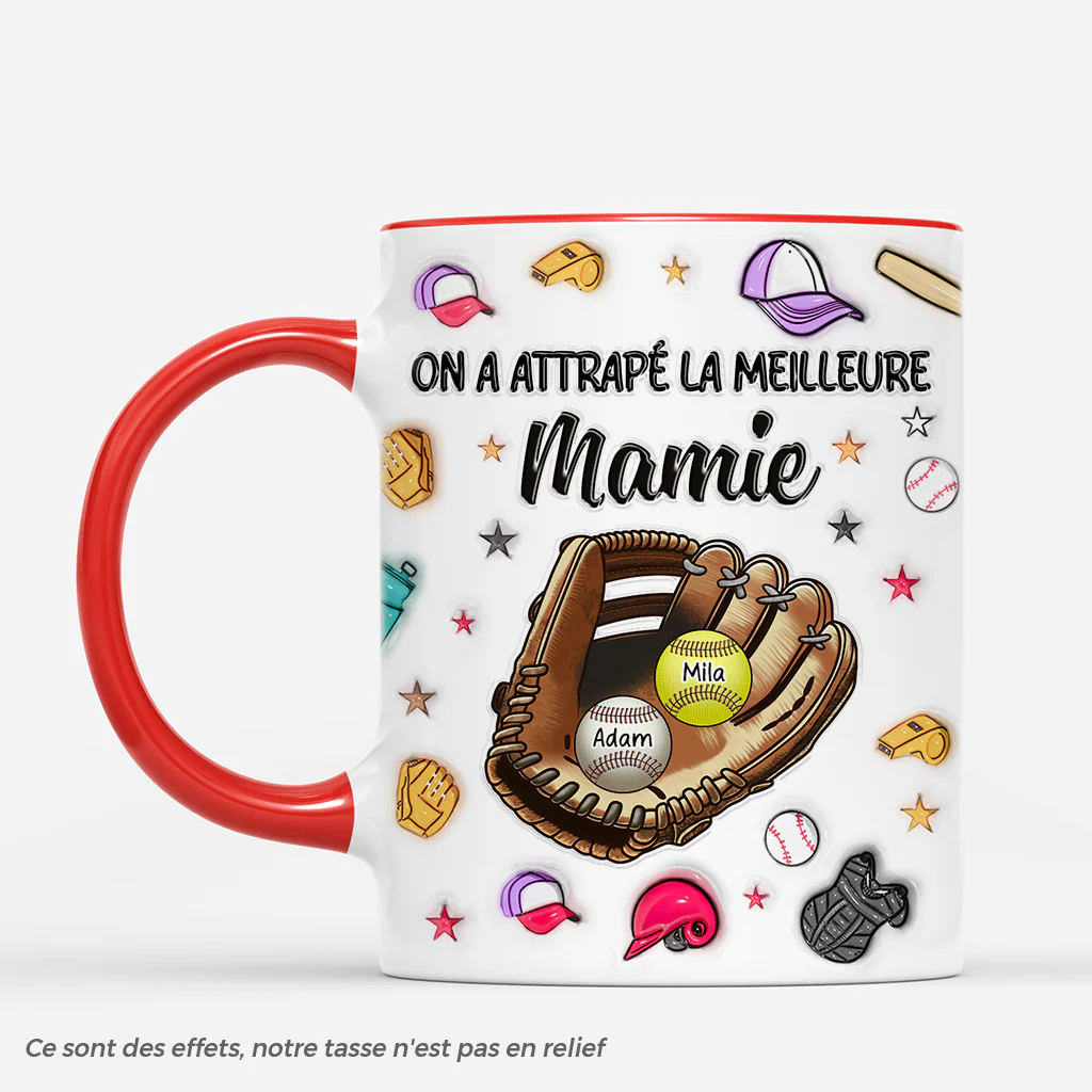 Mug Personnalisé Papa - On A Attrapé Le Meilleur Papa - Base-ball - Image 2