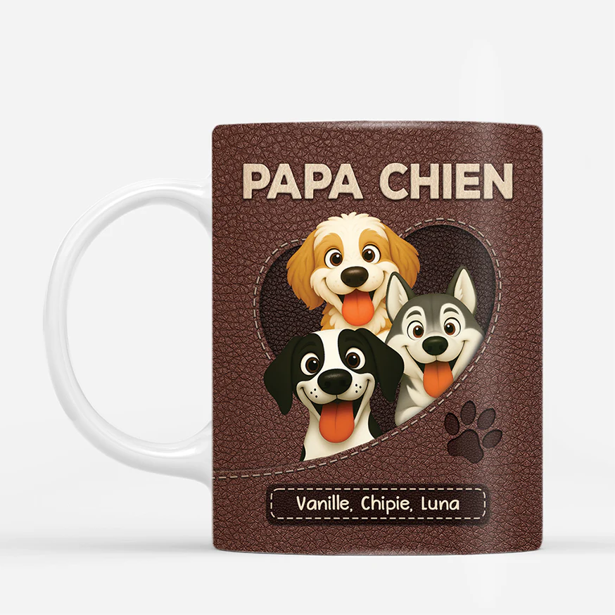 Tasse Personnalisée Chien - Papa Chien Avec Patte