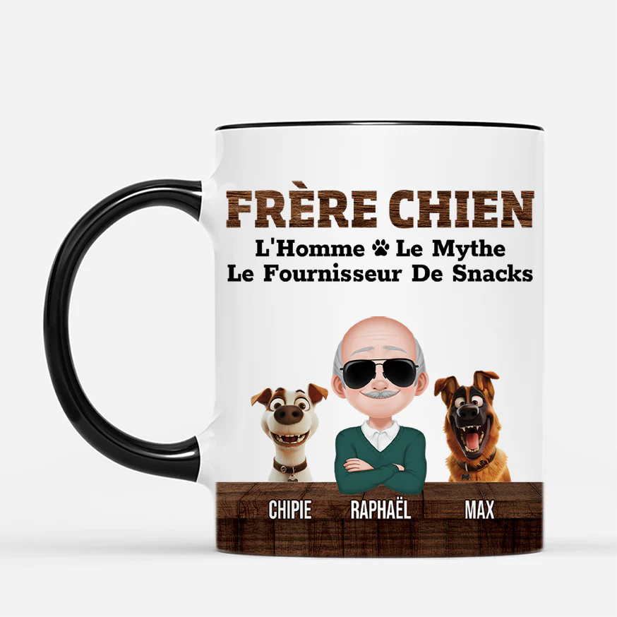 Mug Personnalisé Papa - Papa Chien Version Bois - Image 2