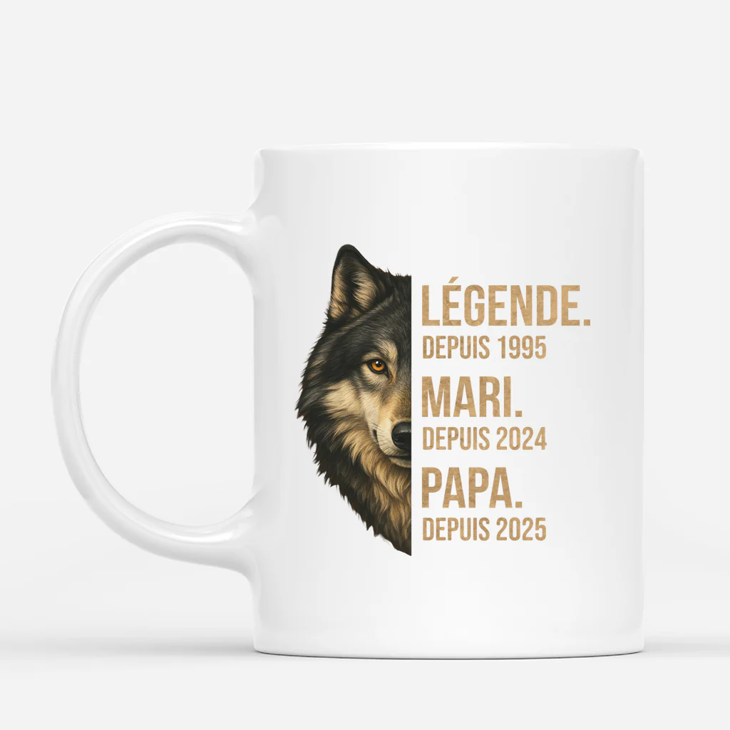 Mug Personnalisé Papa - Légende Mari Papa Loup