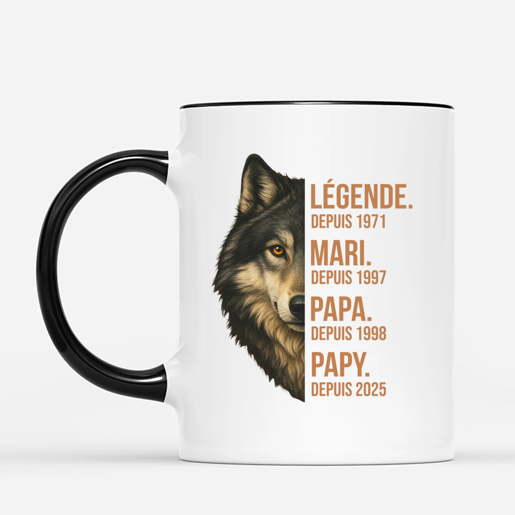Mug Personnalisé Papa - Légende Mari Papa Loup - Image 2