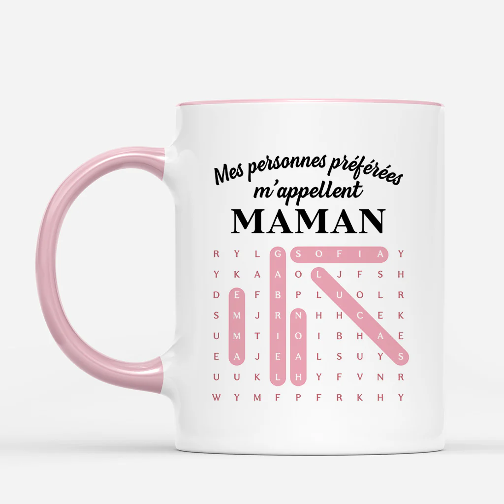Mug Personnalisé Papa Maman Avec Mots Mêlés - Mes Personnes Préférées