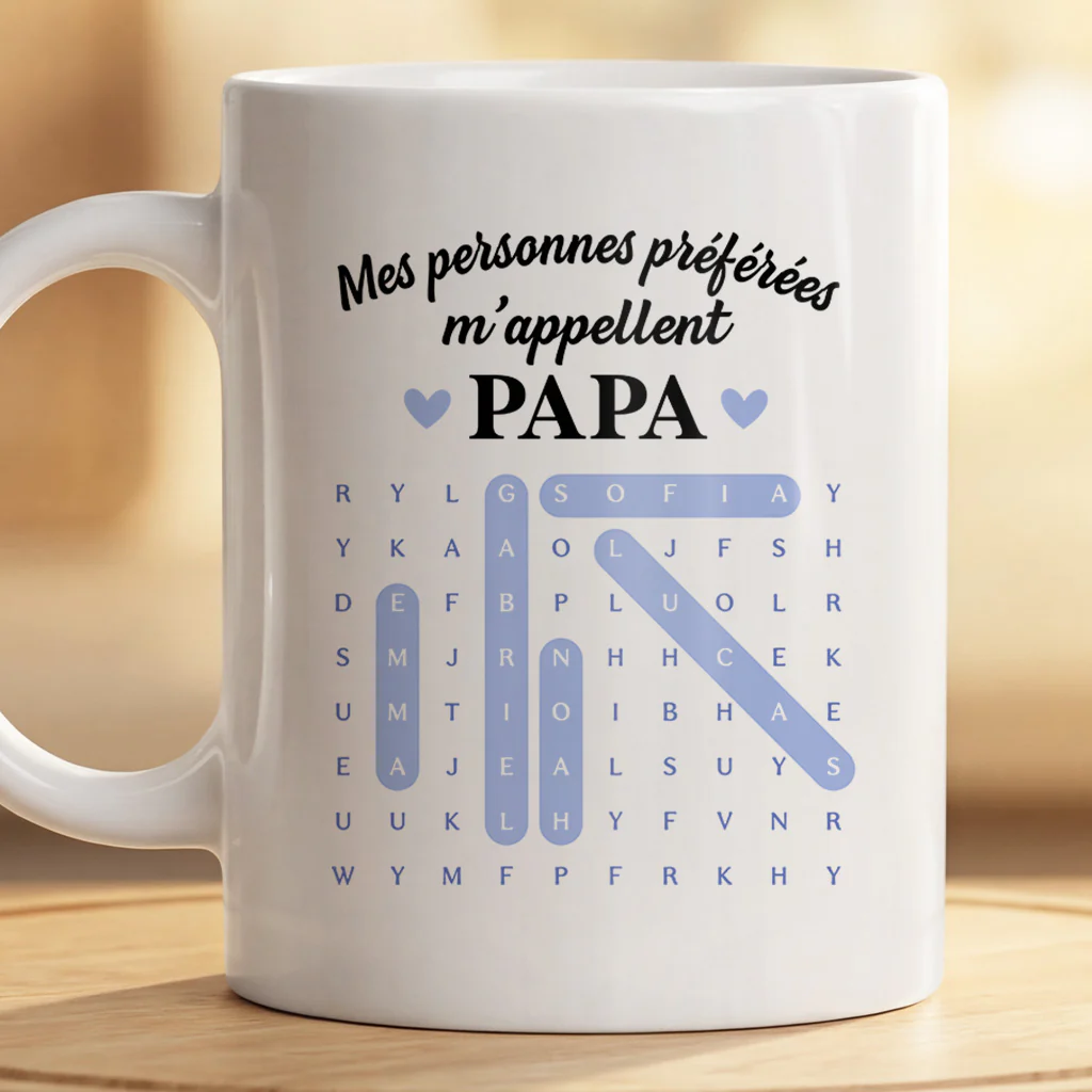 Mug Personnalisé Papa Maman Avec Mots Mêlés - Mes Personnes Préférées - Image 2