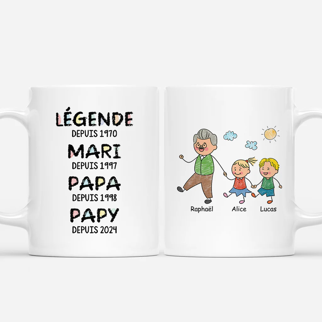 Mug Personnalisé Papa Papy - Légende De Notre Famille