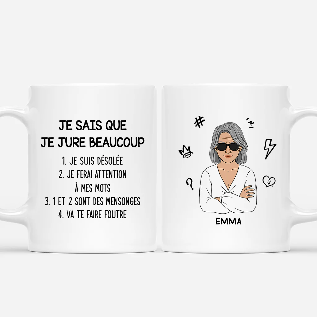 Mug Personnalisé Photo - Je Sais Que Je Jure Beaucoup