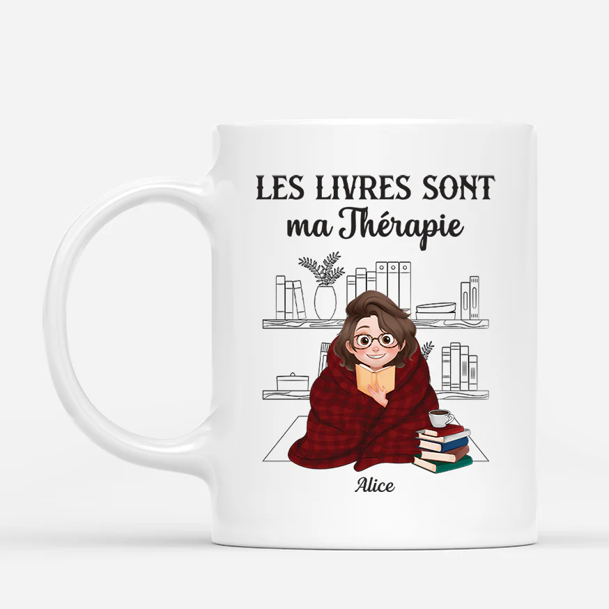 Mug Personnalisé Femme Et Homme - Les Livres Sont Ma Thérapie