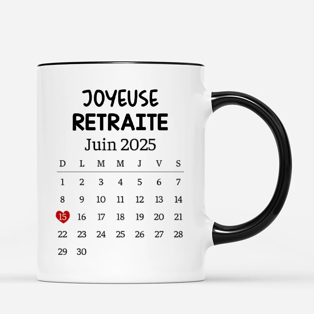 Tasse Retraite | Joyeuse Retraite Avec Calendrier Personnalisé - Image 3