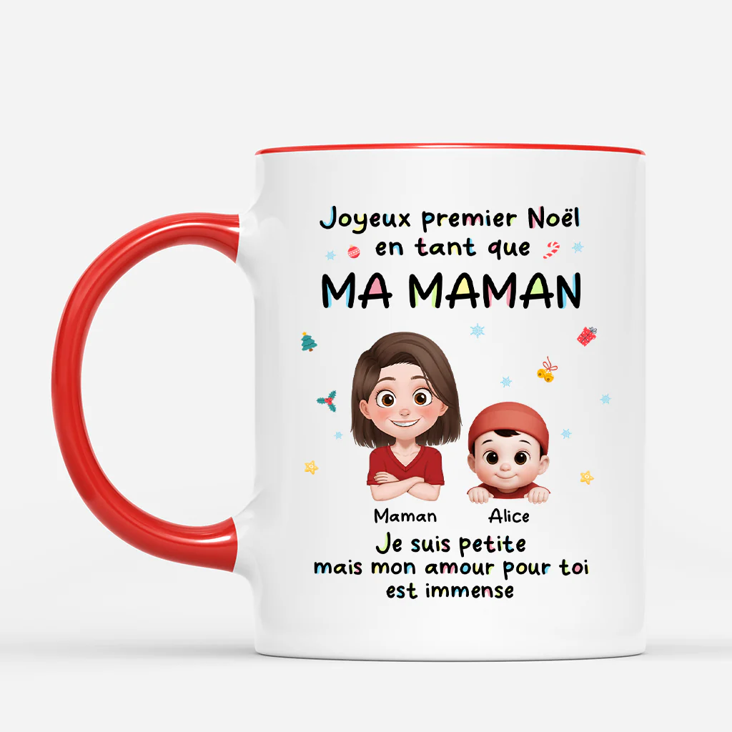 Mug Personnalisé Pour Maman Papa - Joyeux Premier Noël Avec Bébé - Image 2