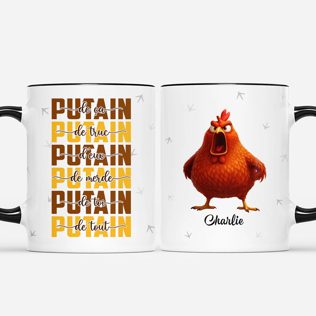 Mug Personnalisé Prénom Dessin Poule - Putain De Toi