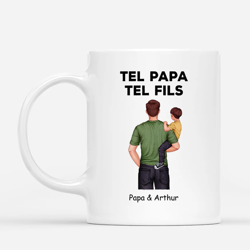 Mug Personnalisé Papa - Tel Père Tel Enfant - Design Simple