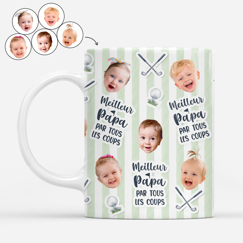 Mug Photo Personnalisé - Meilleur Papa Papy Golfeur