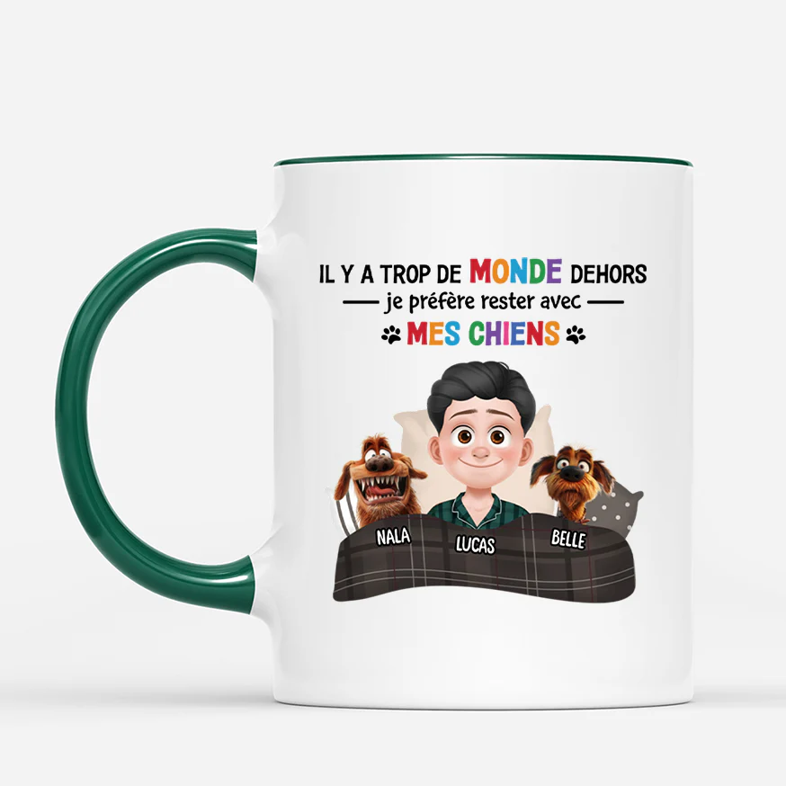 Mug personnalisé chien – Être avec mes chiens | Design Cartoon - Image 2