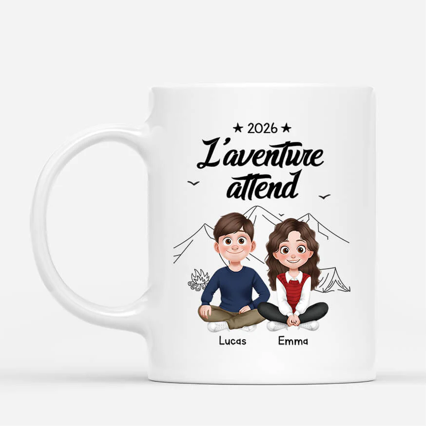 Mug Personnalisé Couple – L’Aventure Attend