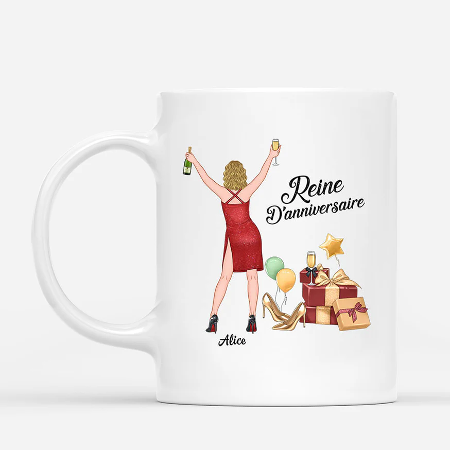 Mug Reine | Reine d’Anniversaire Personnalisé