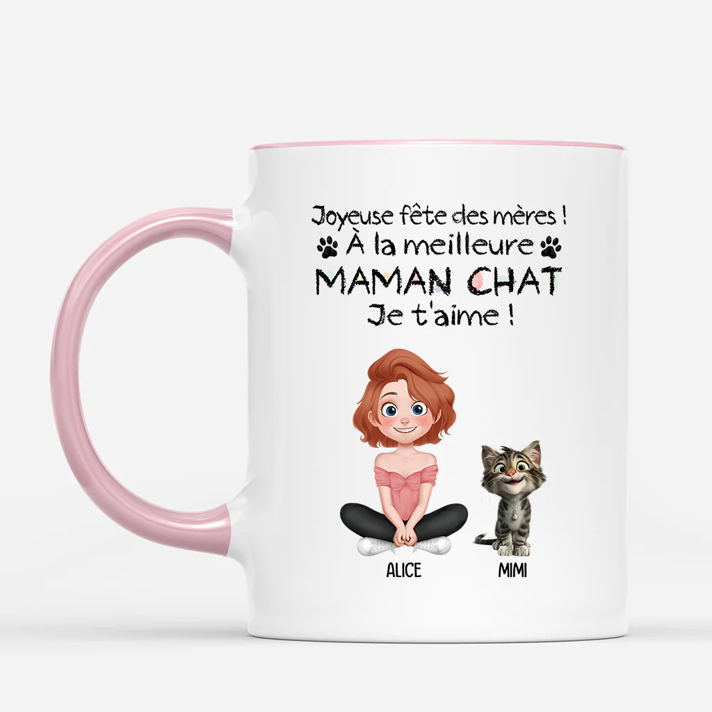 Mug Chat Personnalisé - Au Meilleur Papa Chat - Design Cartoon Simple - Image 2