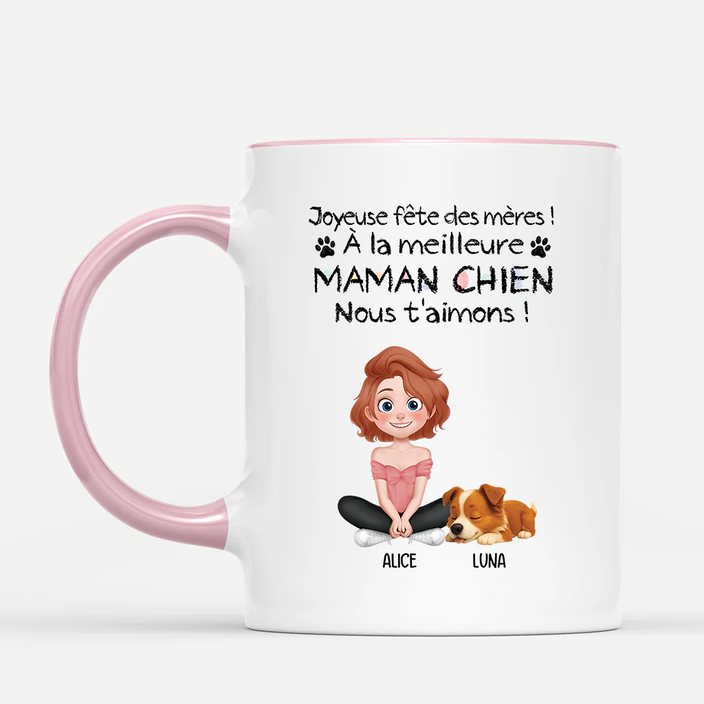 Mug Personnalisé Papa - Meilleur Papa Chien Design Cartoon Simple - Image 2
