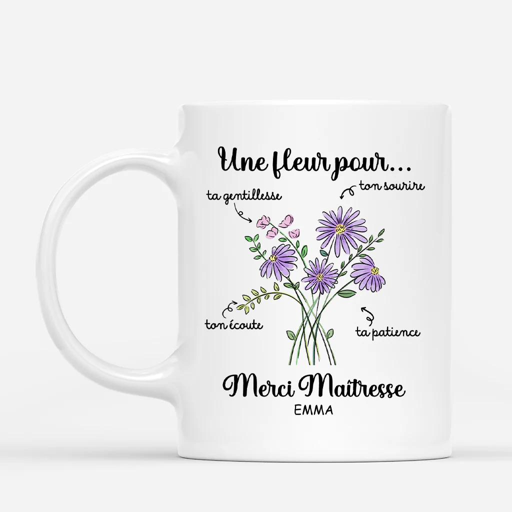 Mug Pour Maitresse Personnalisé - Une Fleur Pour Maitresse