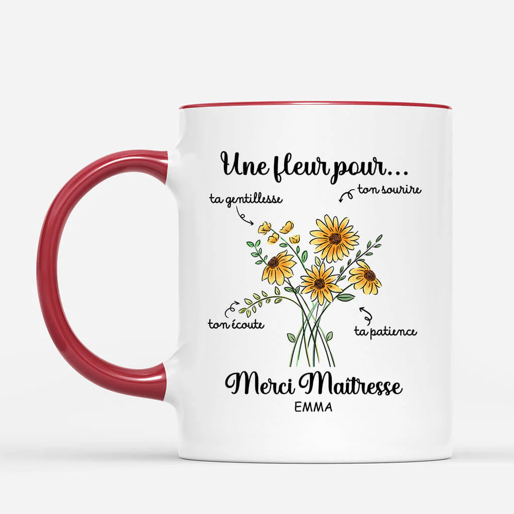 Mug Pour Maitresse Personnalisé - Une Fleur Pour Maitresse - Image 2