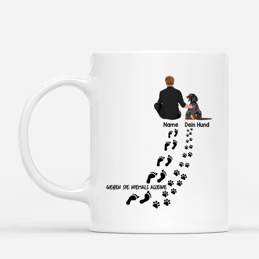 Mug Chien – Ne Marche Jamais Seul | Tasse Personnalisée Avec Votre Chien