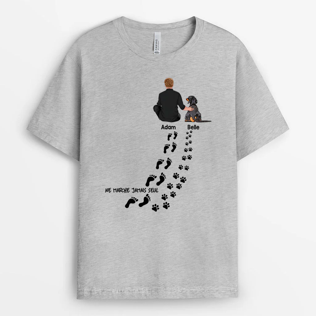 Ne Marche Jamais Seul Tee Shirt Personnalisé Chien
