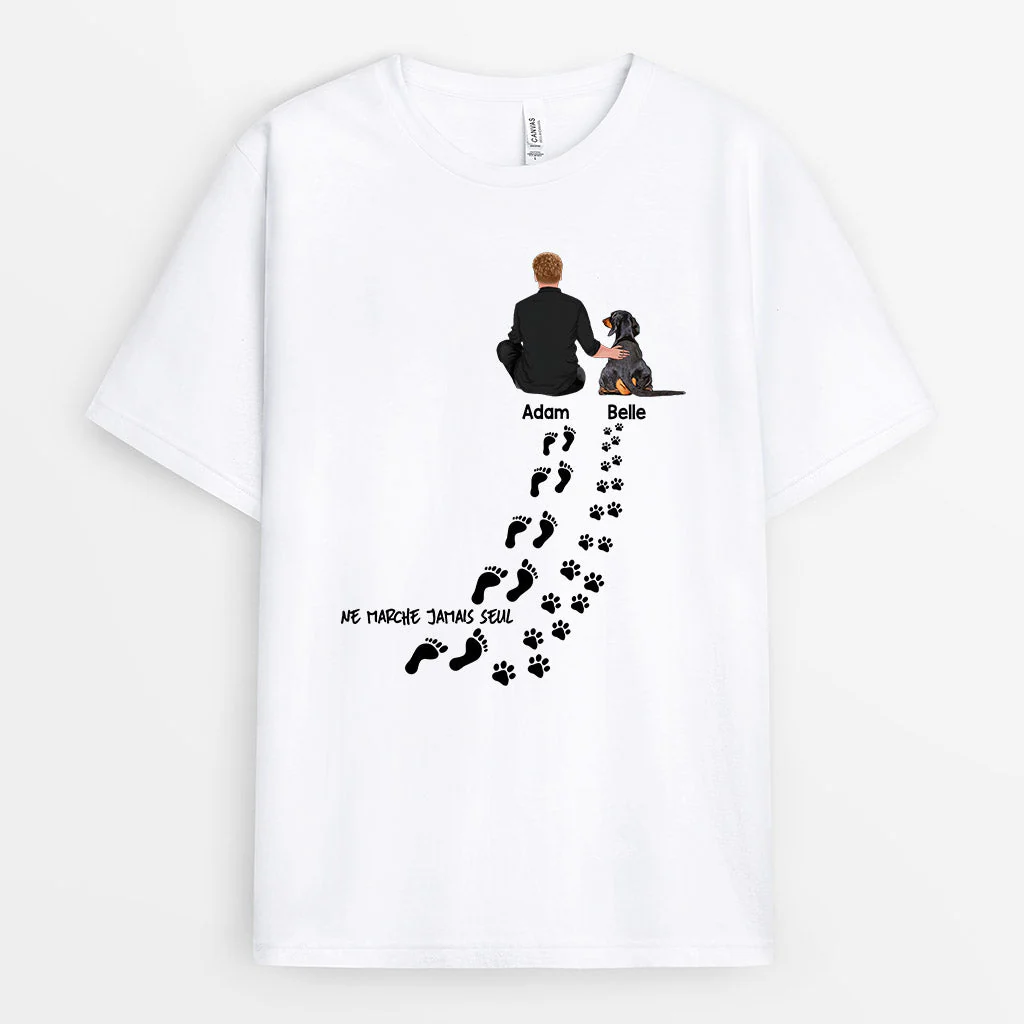 Ne Marche Jamais Seul Tee Shirt Personnalisé Chien - Image 2