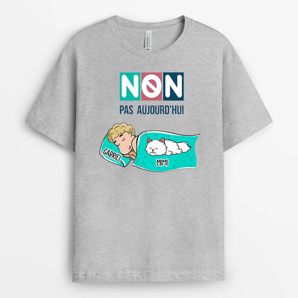 Tee Shirt Femme Personnalisé – Non Pas Aujourd'hui Avec Chat - Image 2