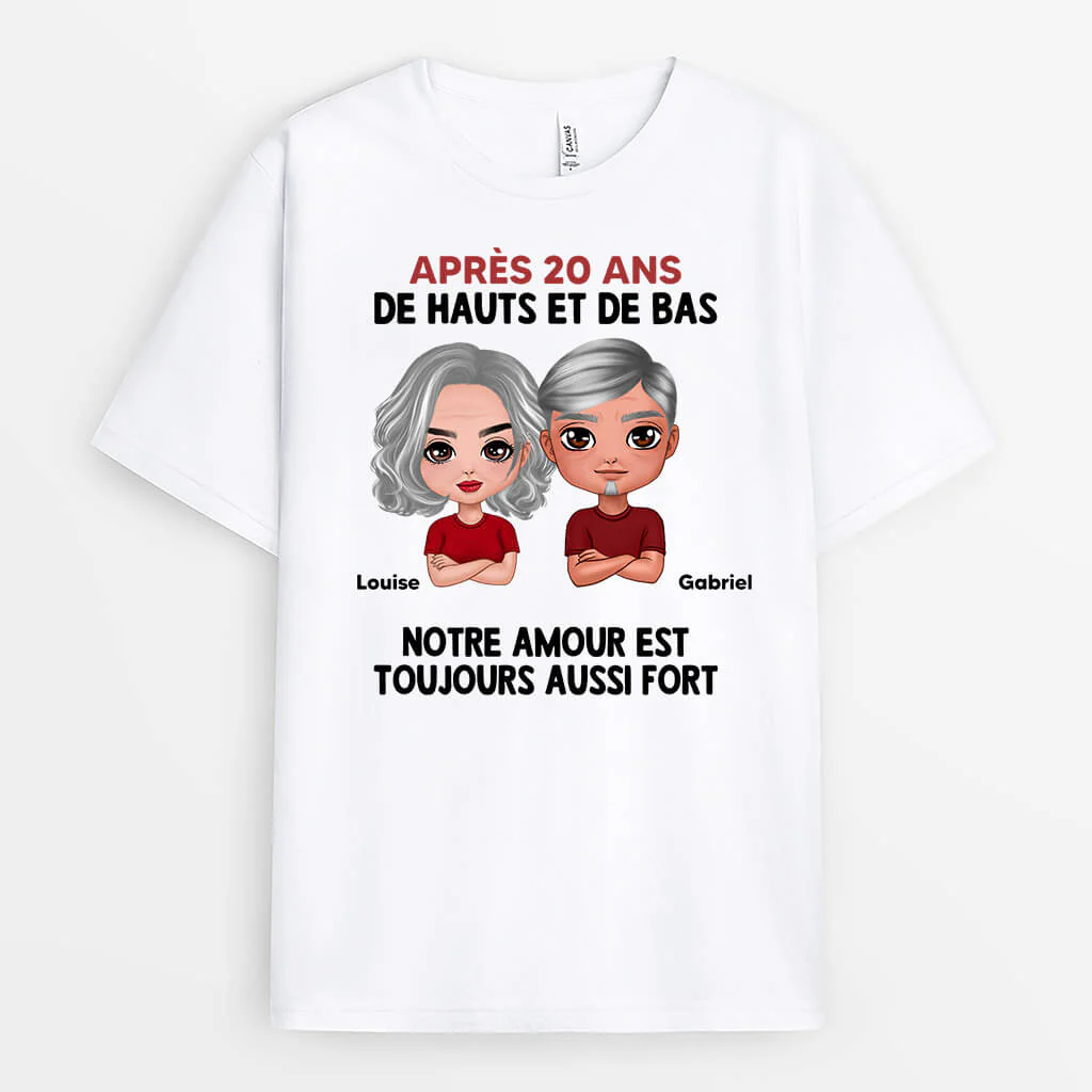 T-shirt personnalisé couple - Notre amour est toujours aussi fort