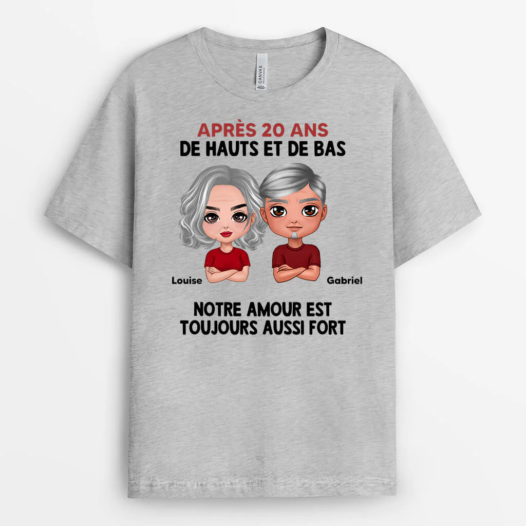 T-shirt personnalisé couple - Notre amour est toujours aussi fort - Image 2