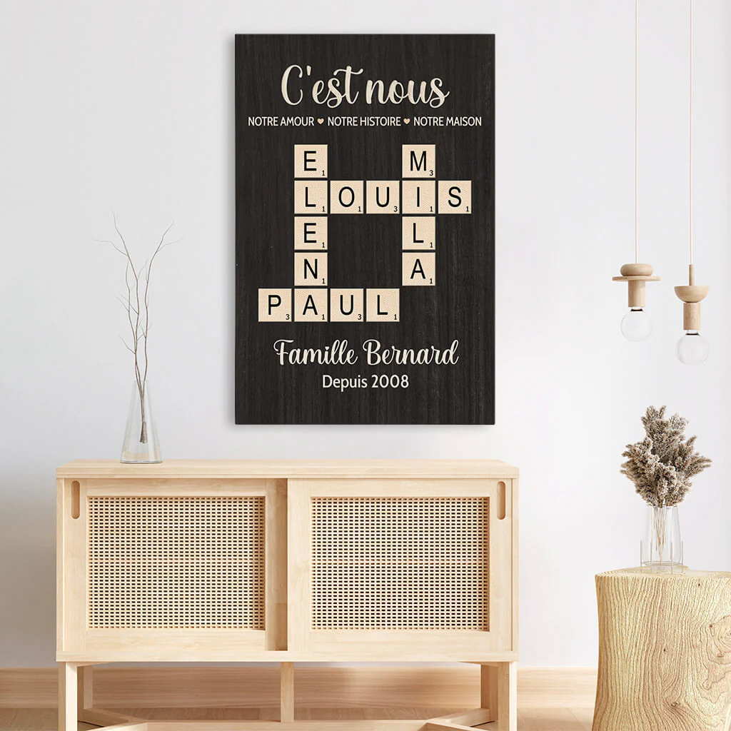 Toile Prénom Famille - Mot Croisé Famille Personnalisé - Image 3