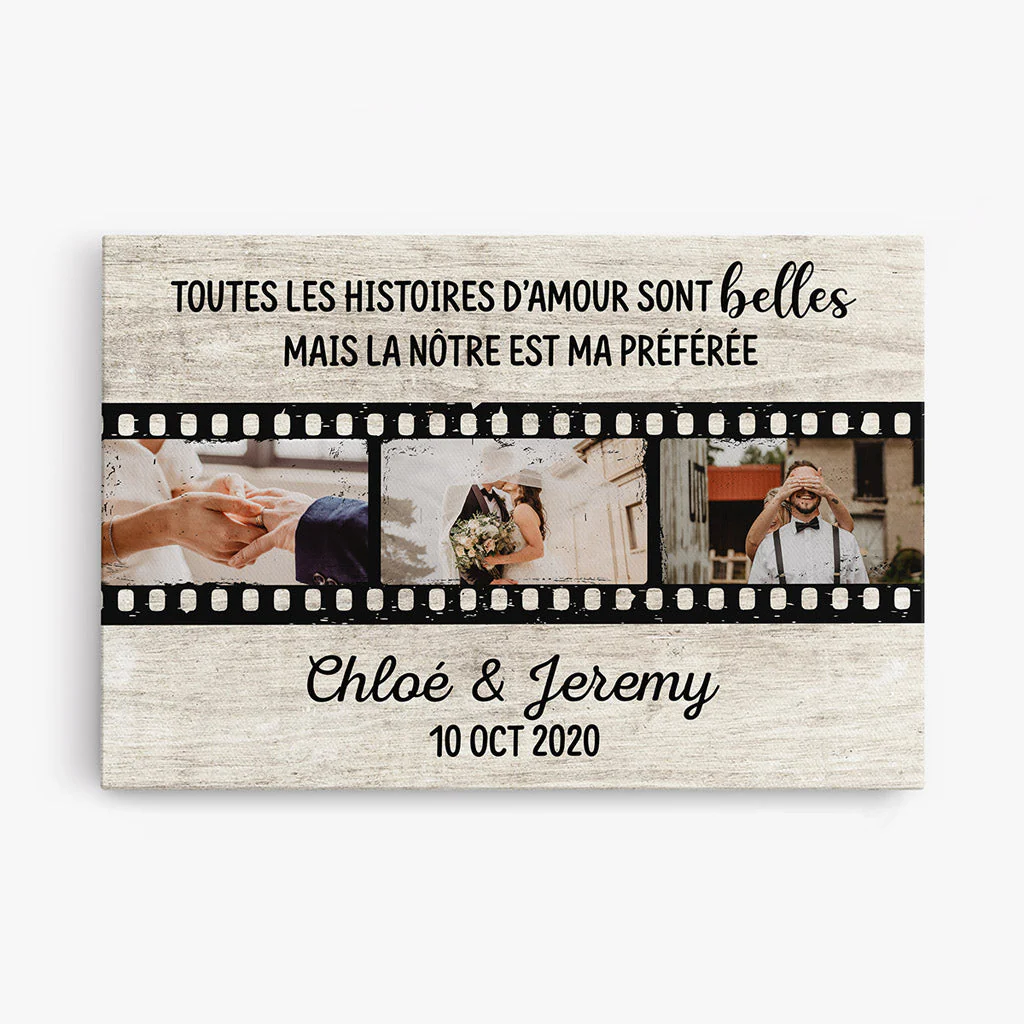 Toile Personnalisée Couple - Notre Histoire D’Amour