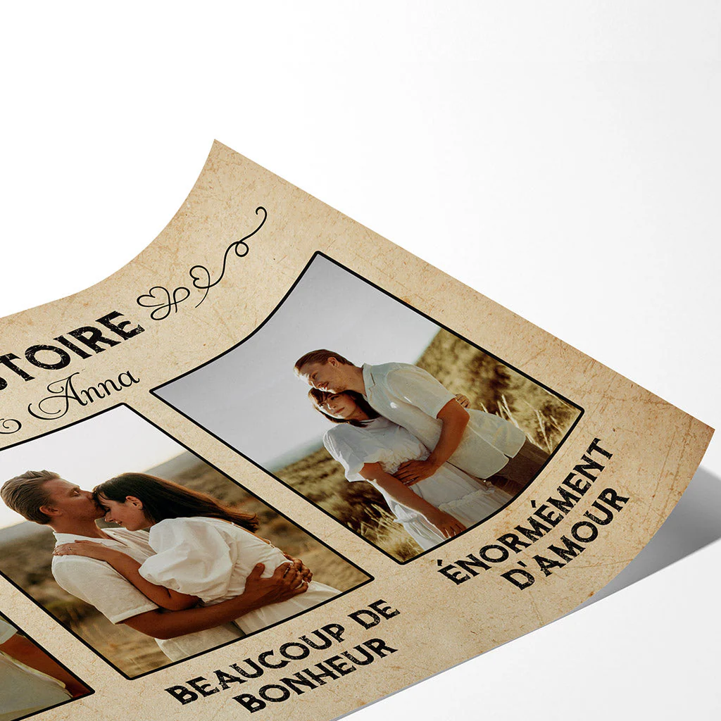 Poster Couple Personnalisé Avec Photo - Notre Histore - Image 2