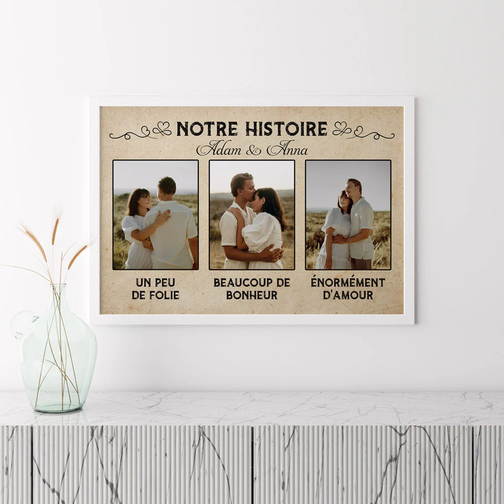 Poster Couple Personnalisé Avec Photo - Notre Histore - Image 3