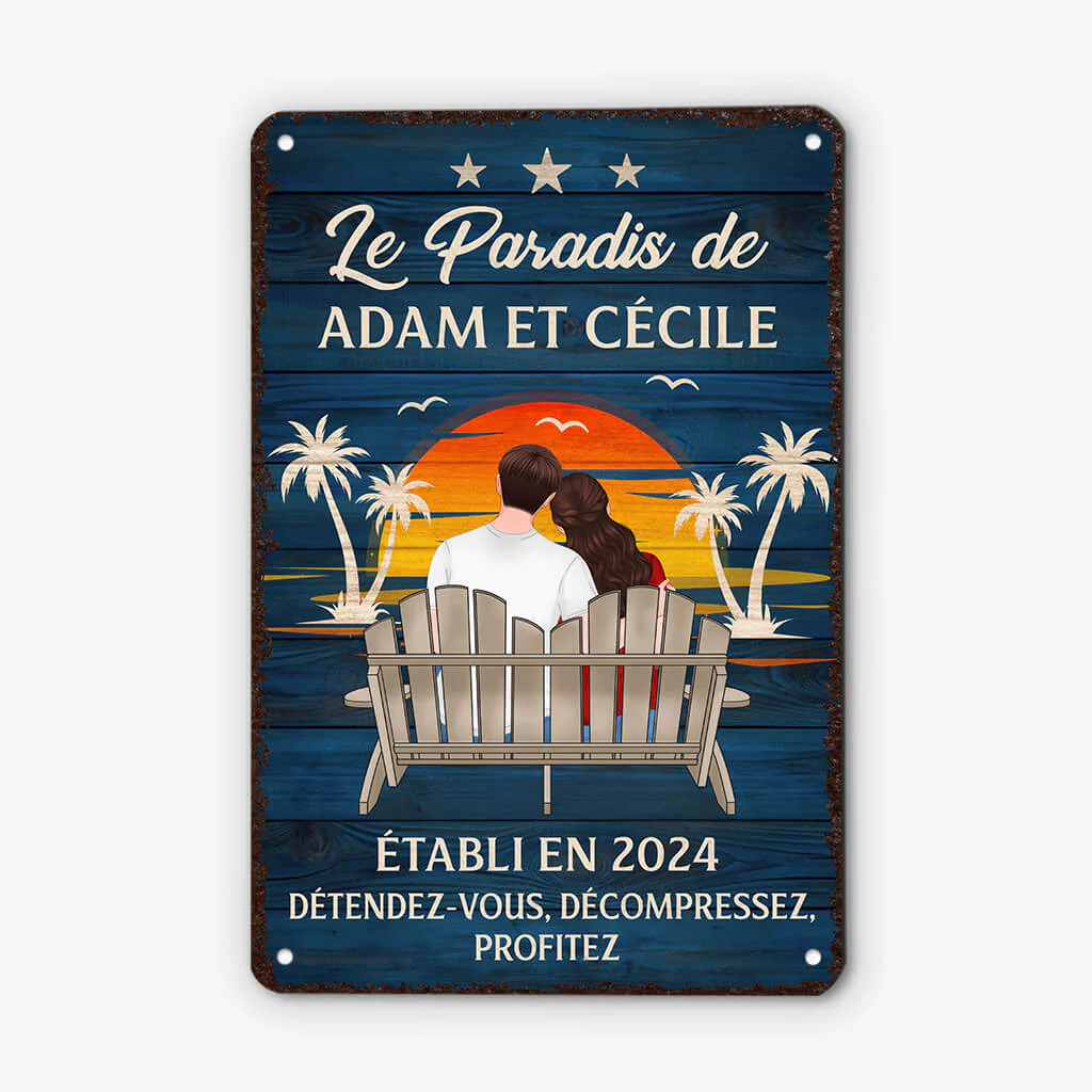 Plaque métallique personnalisable – Notre paradis à deux - Image 2