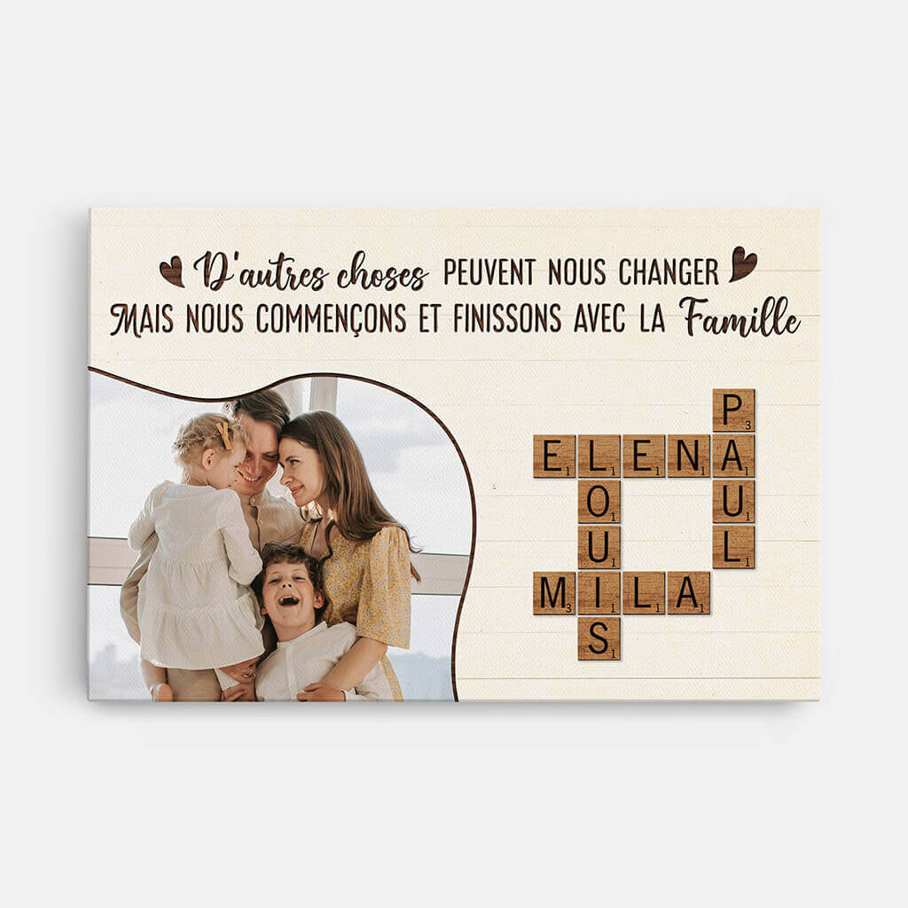 Tableau famille personnalisé avec prénoms en mots croisés