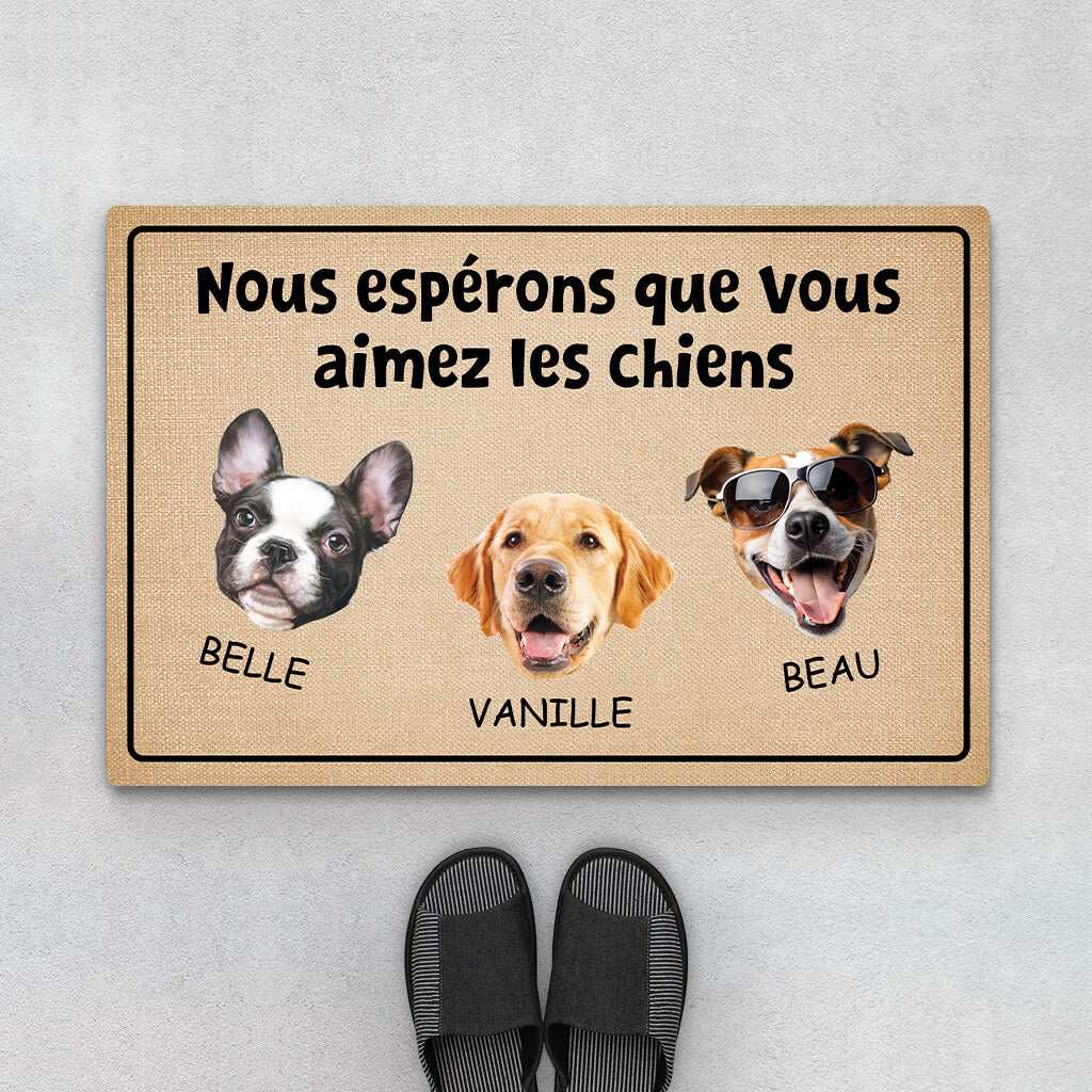 Paillasson Personnalisé Photo Chien – Nous Espérons Que Vous Aimez Les Chiens
