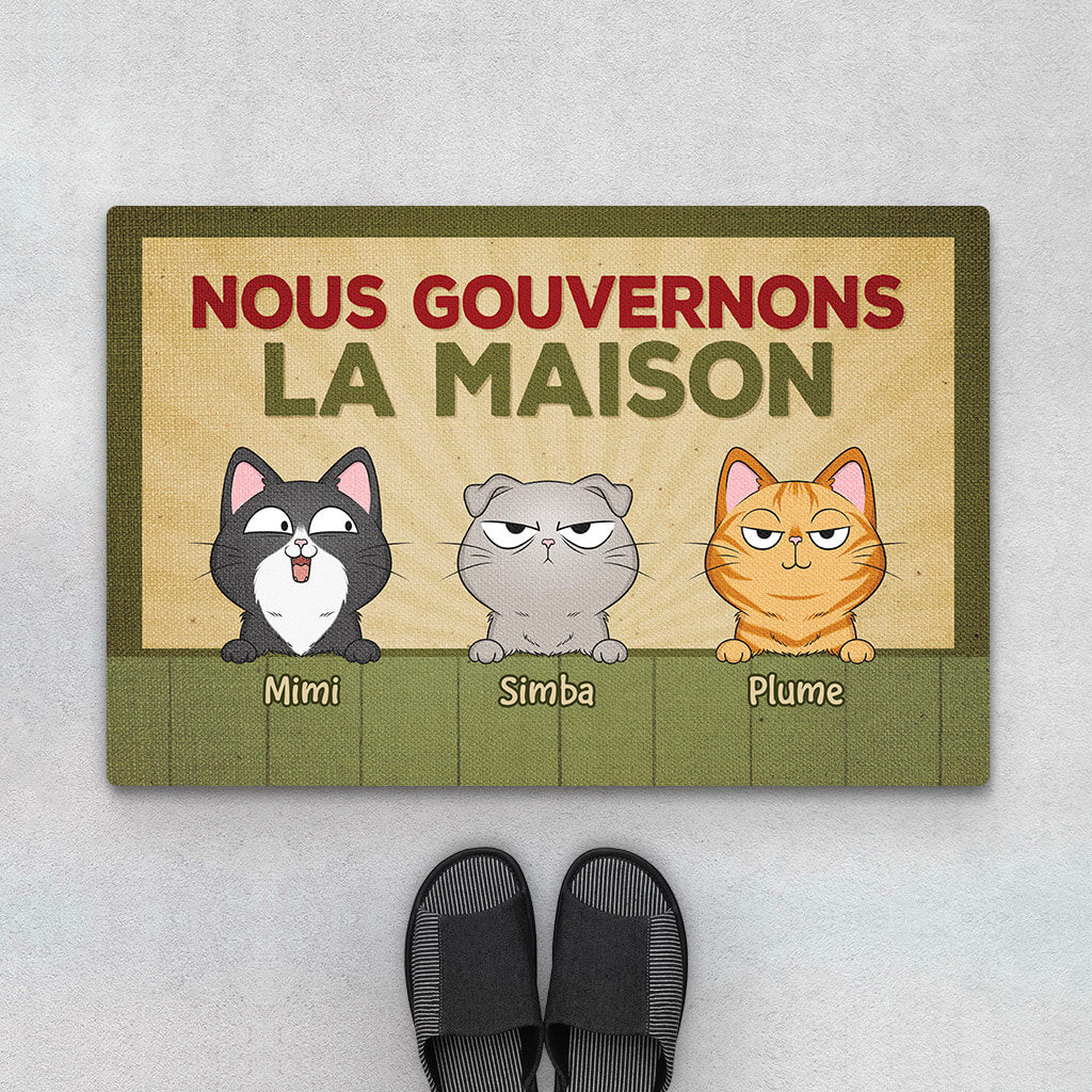 Tapis Personnalisé Chat - Nous Gouvernons La Maison - Chat Vintage
